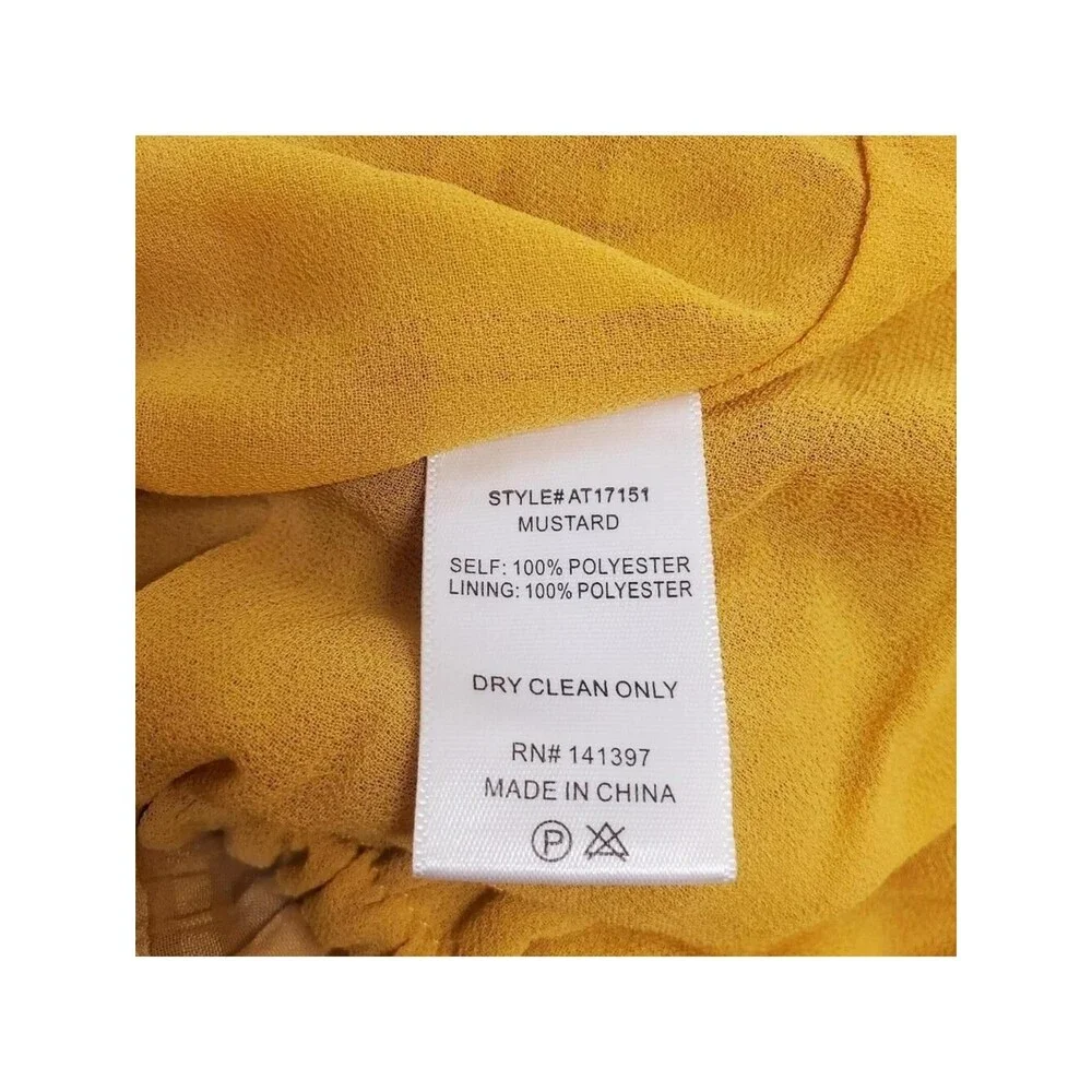 ASTR the Label Off Shoulder Top Smocked Blouse Puff Sleeve Yellow Size S
